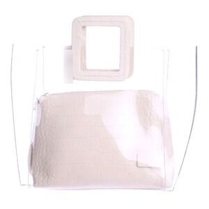 Like New‎ Staud Clear Tote Bag w/ Croc Embossed Pouch Square Handles Designer